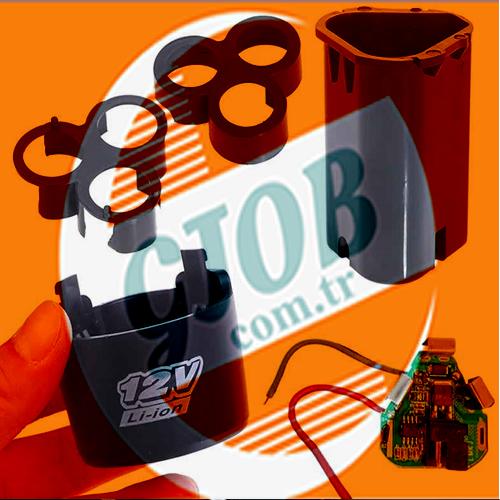 GJOB 12V Şarjlı Tornavida Pil Kasası BMS Dahil BMS ESKİ BMS KULLANMANIZ ÖNERİLİR 18650X 3 PİL YUVASI PİL HARİÇ