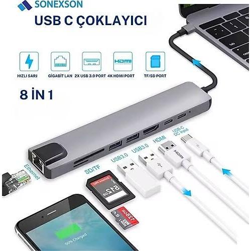 GJOB Macbook Pro Air Usb Type-c Hub Dönüştürücü Çevirici Çoklayıcı Usb Hdmı Micro Sd Girişli
